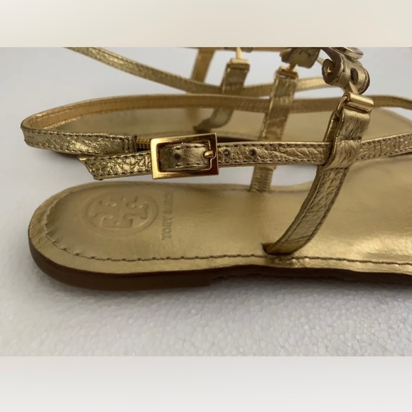 TORY BURCH GOLD NEW THONG FLAT SHOES LEATHER 8.5 - Picture 8 of 11